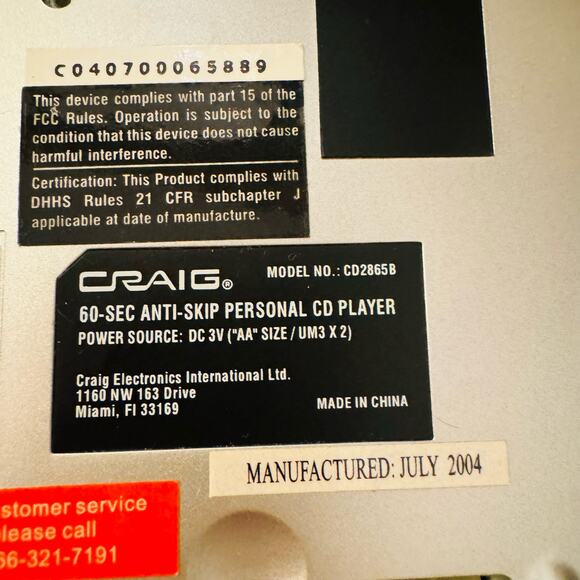 Genuine Craig CD2865B Blue and Silver Portable Compact Disc CD Player Working - Picture 5 of 5